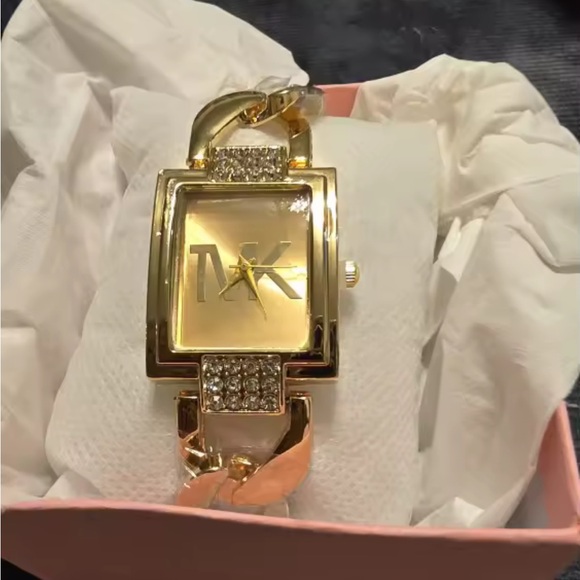 Classic Gold square Watch with Crystal Accents - Picture 2 of 3